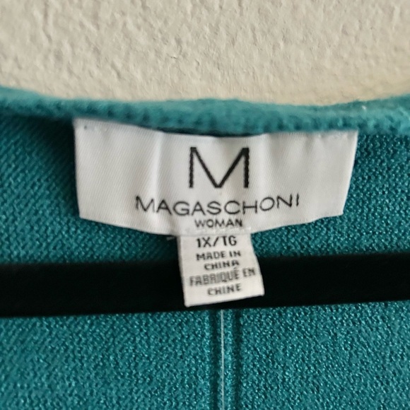 NWT Magaschoni Teal Ribbed Dolman Sleeve Sweater - Picture 9 of 10